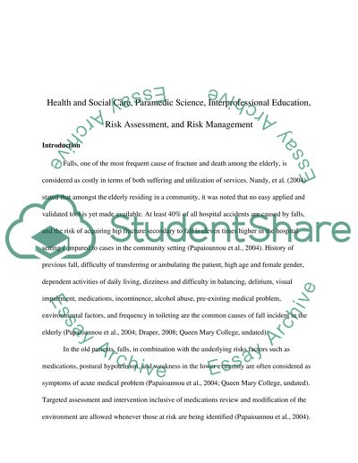 Risk Assessment by Identification of Hazard