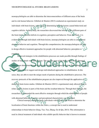 Neuropsychological Studies on Individuals with Brain Lesions