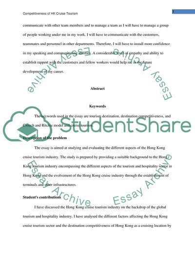 The Hong Kong Cruise Tourism Industry