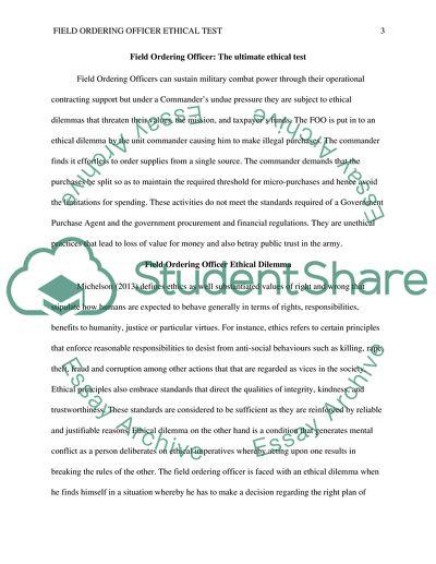 Field Ordering Officer: The Ultimate Ethical Test