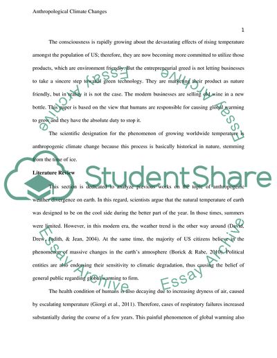 Anthropological Climate Changes and Global Warming
