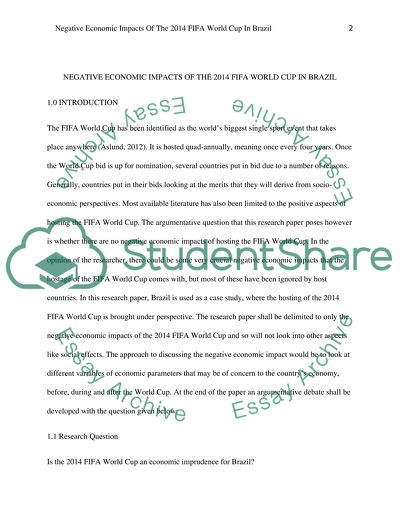 Economic Impacts of the 2014 FIFA World Cup in Brazil