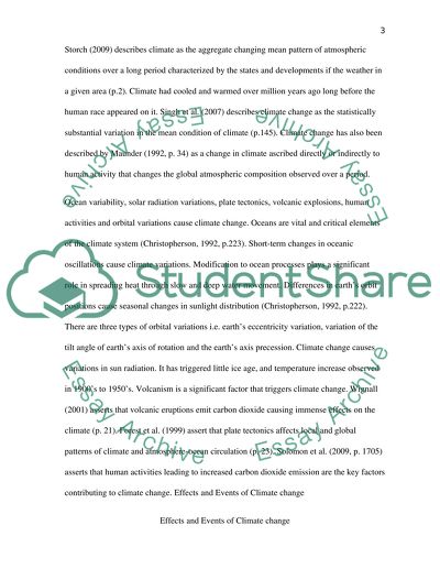 Events and Impacts of Climate Change