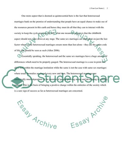 Same sex marriage vs heterosexual marriage