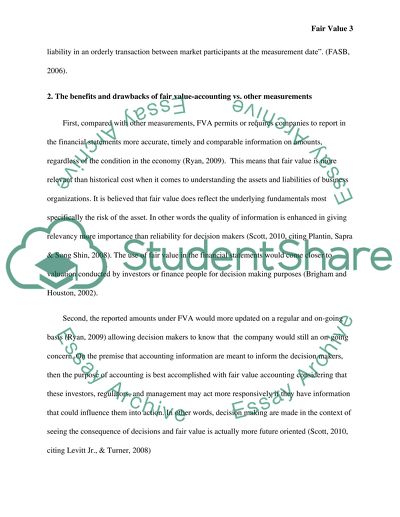 Fair Value Accounting Comparing to Other Measurements