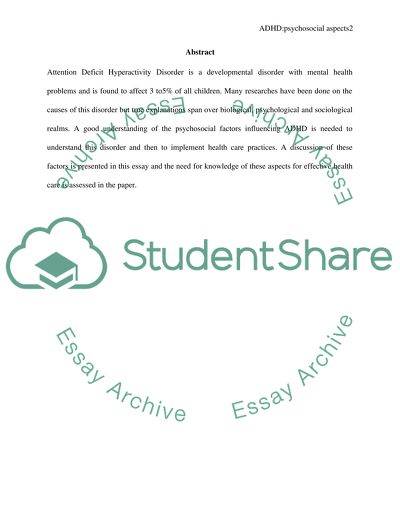Attention Deficit Hyperactivity Disorder: Psychological Factors