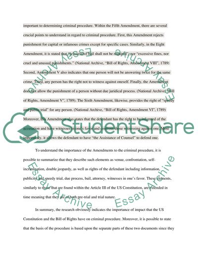 Role in Criminal Procedure of US Constitution