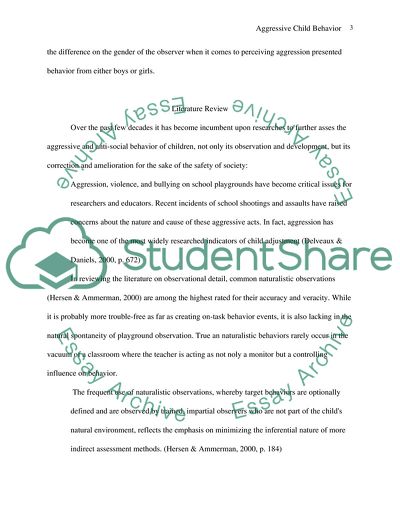 Aggressive Child Behavior in Playgrounds