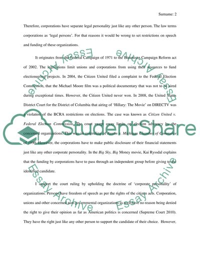 Influence of Money on Politics