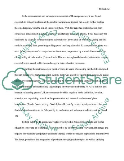 Methodological Point of View: Information Literacy Skills