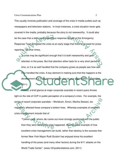 Crisis communications plan