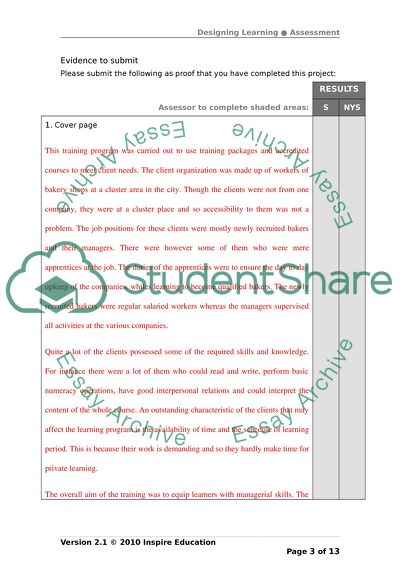 Training and assement