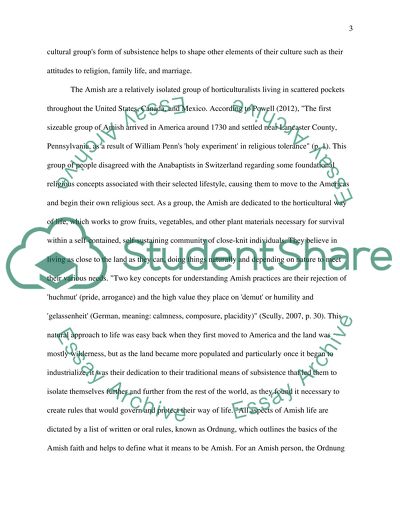 Subsistence Modes and Their Impact on the Amish Culture