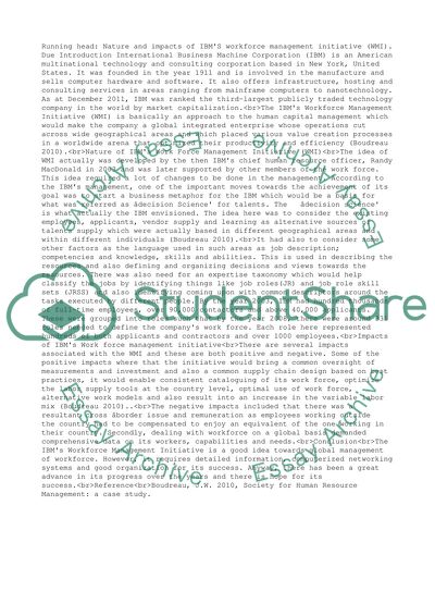 IBMs workforce management initiative(WMI)