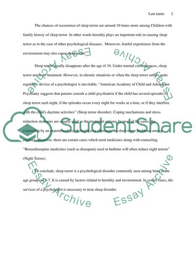 Sleep Terror Disorder