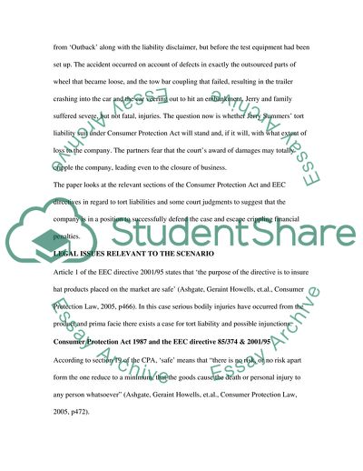 Application of Product Liability in the UK- the Company Outback