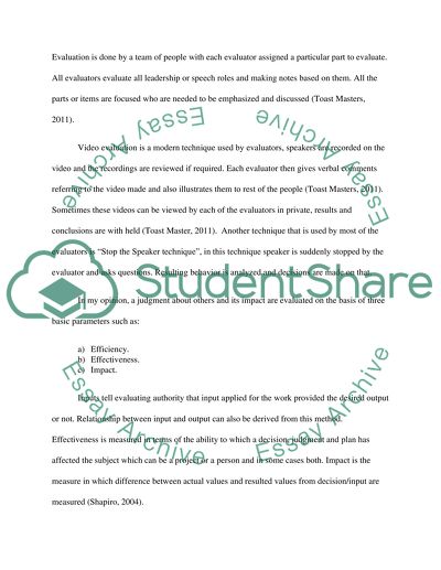 Assignment: How do you evaluate people Is your evaluation fool proof, Comment