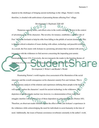 Response to Andre Nortons Daybreak 2250 AD