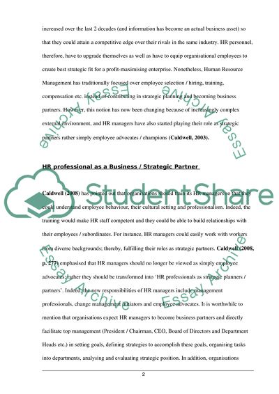 Human Resource Manager: Partner or Consultant