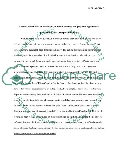 Patriarchy Role in Human-Nature Uncertain Bonds