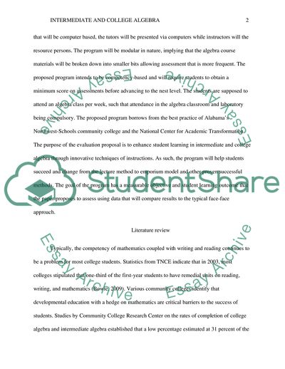 High Failure and Dropout Rate in Intermediate and College Algebra