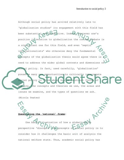 Introduction to Social Policy