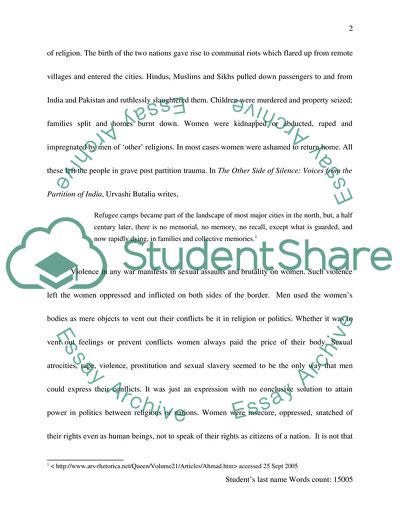 Women, body and violence in post colonial fiction