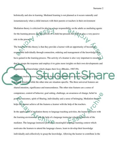 Application of Mediation Theory to Language Teaching Activities