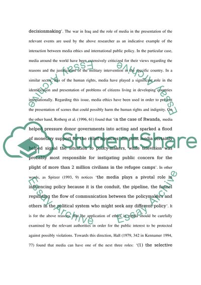 Media Ethics in International Public Policy