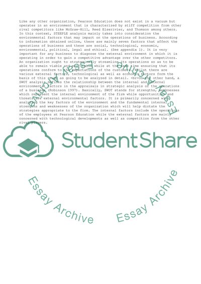 Pearson Education Company and Its External Factors