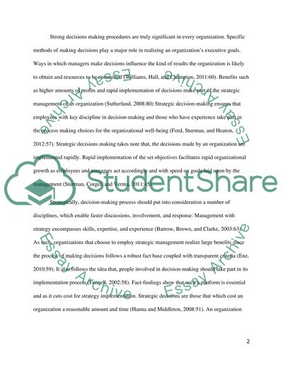 Strategic Management and Decision-Making Process