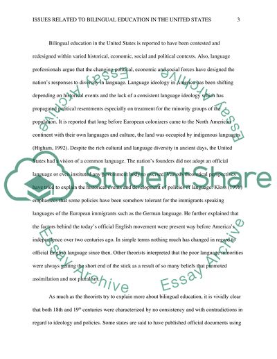 Issues Related to Bilingual Education in the United States