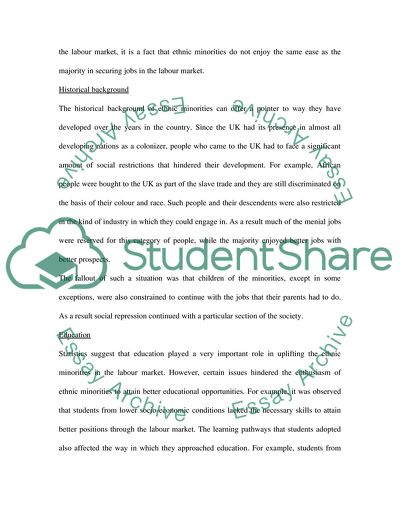 The Representation of Ethnic Minorities in the UK Labour Market