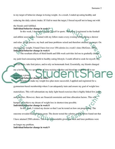 (MARKETING 3510-01: Buyer Behavior )INDIVIDUAL BEHAVIOR CHANGE: DAILY RECORD, WEEKLY ONLINE REFLECTIONS, & PAPER