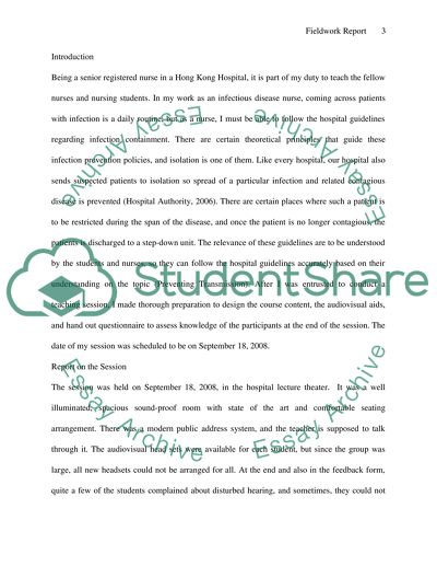 Fieldwork Teaching in a Hong Kong Hospital