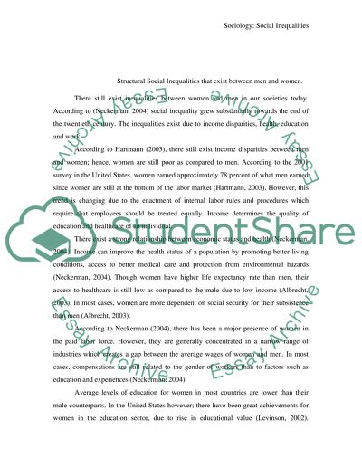 Structural Social Inequalities between Men and Women