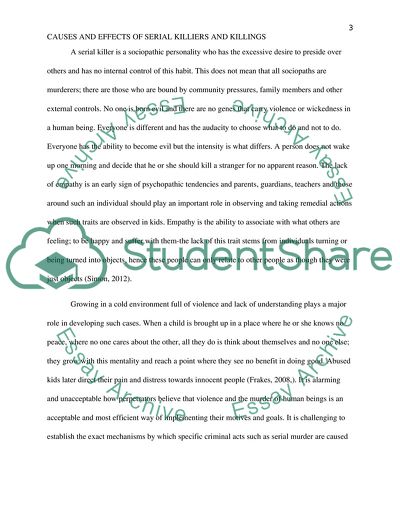 Causes and Effects of Serial Killers and Killings