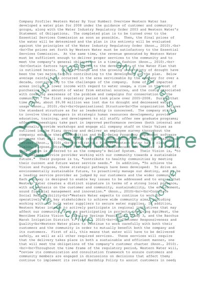 Company profile: western water