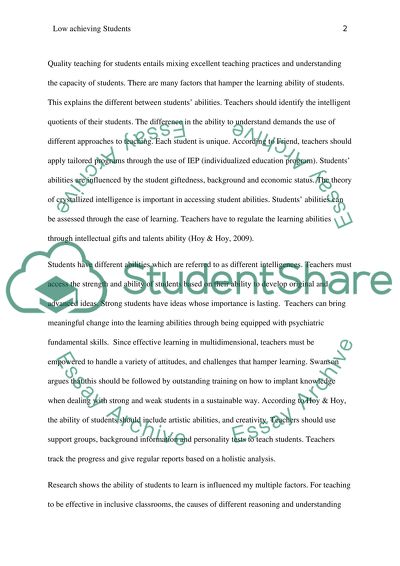 Low acheiving Students