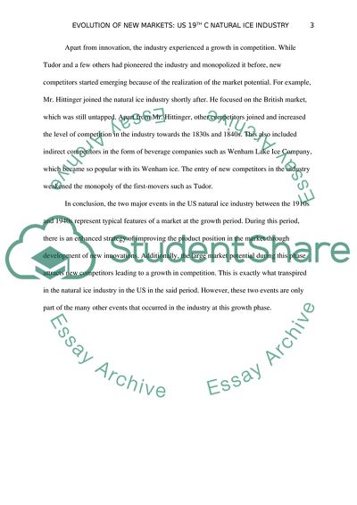 Evolution of new markets: US 19th c natural ice industry