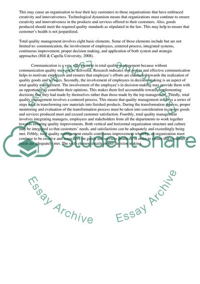 Total Quality Management Premise