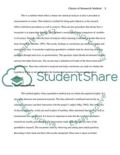 Choice of Research Method