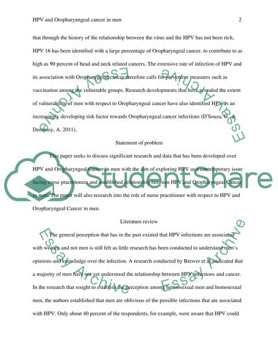 HPV and Oropharyngeal Cancer in Men