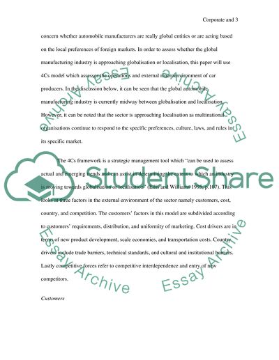 Corporate and Global Strategy