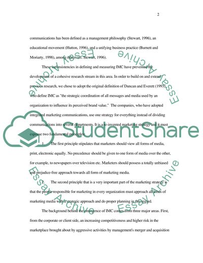 The Adoption Of Integrated Marketing Communications