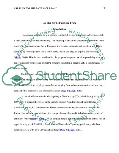 Csr plan for the face shop brand