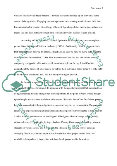 Ethical Egoism: Service