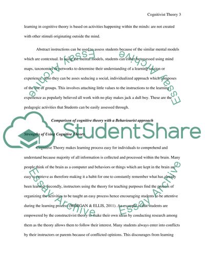 Cognitive Theory and Behaviorist Approach in Learning Process