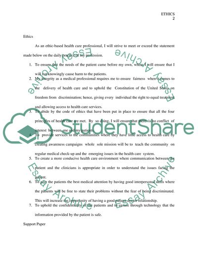 An Ethic-Based Health Care Professional