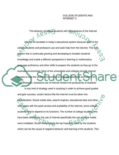 The behavior of college students with the presence of Internet